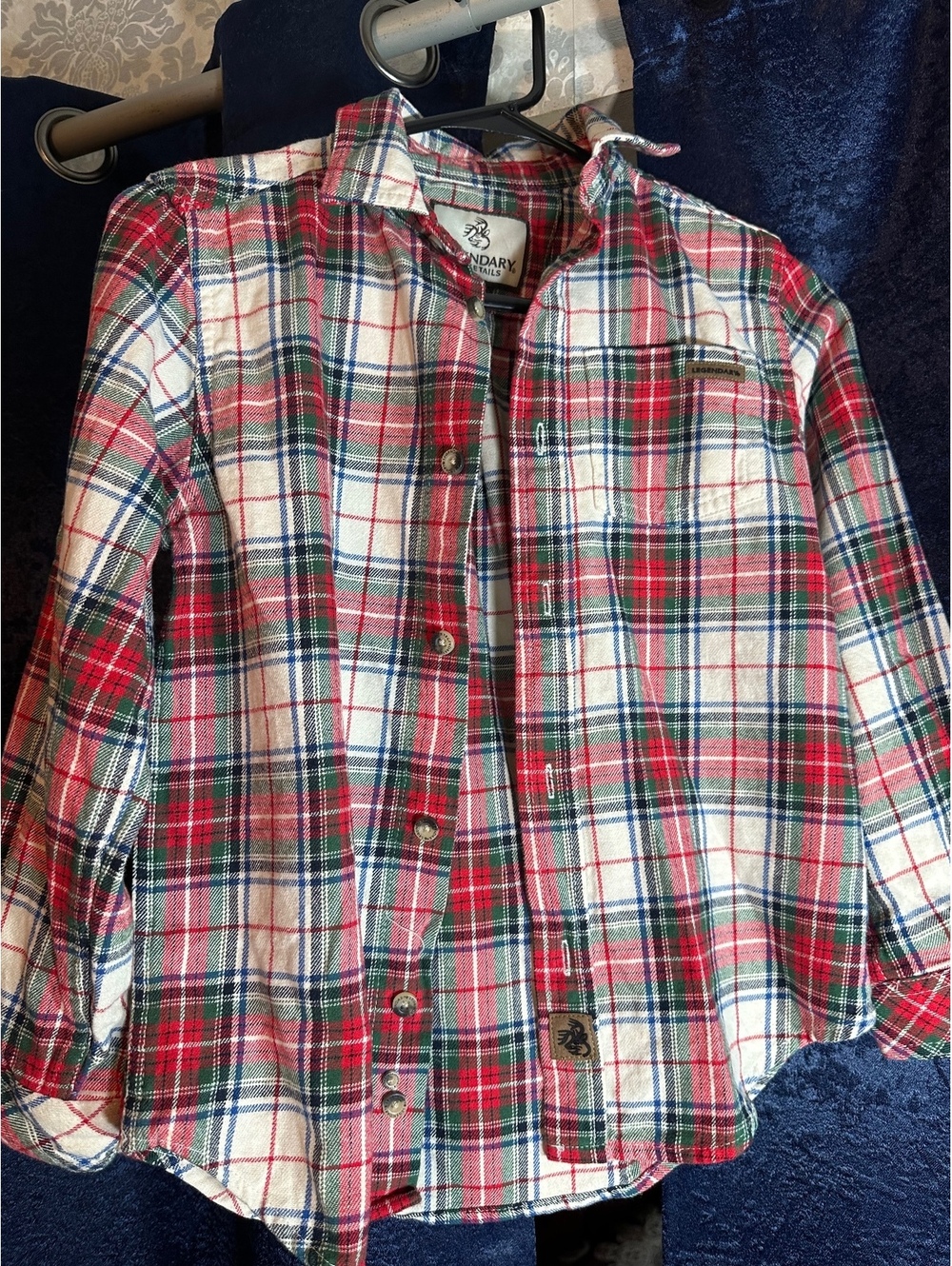 Legendary Boys Red Multi-Color Long Sleeve Flannel Button Up Shirt M 10/12